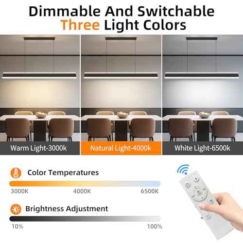 Modern Chandelier Light, 39IN LED Pendant Light with Remote Control 3000k-6500K Adjustable Color Temperature，Aluminum Island Lighting Lamp for Dining Room, Living Room