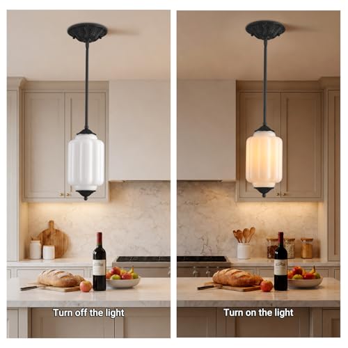 5.5 in Milk Glass Kitchen Pendant Light