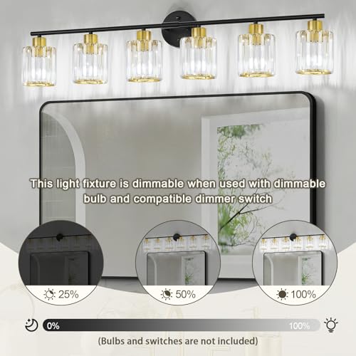 Modern Black Gold Crystal Bathroom Light Fixtures