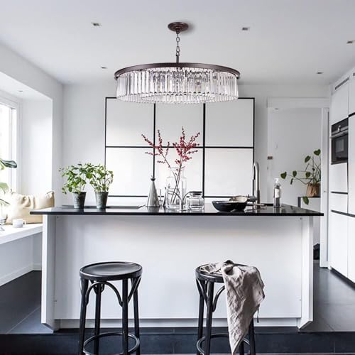 Oil Rubbed Bronze Crystal Chandeliers Modern Contemporary Ceiling Lights Fixtures Pendant Lighting for Dining Room Living Room Chandelier D33.5 8 Lights
