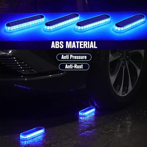 Blue Solar Lights for Outside Stick on Boat Dock Step Driveway Strip Lights Solar Powered Outdoor Waterproof Deck Stairs Post Ground Pathway Walkway Accessories Auto ON (8 Count)