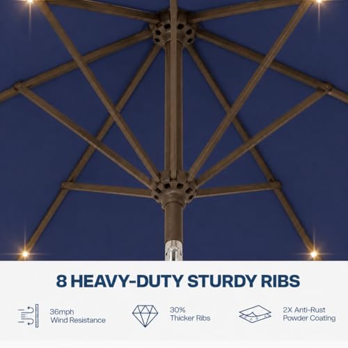 10FT Solar Patio Umbrella with Lights