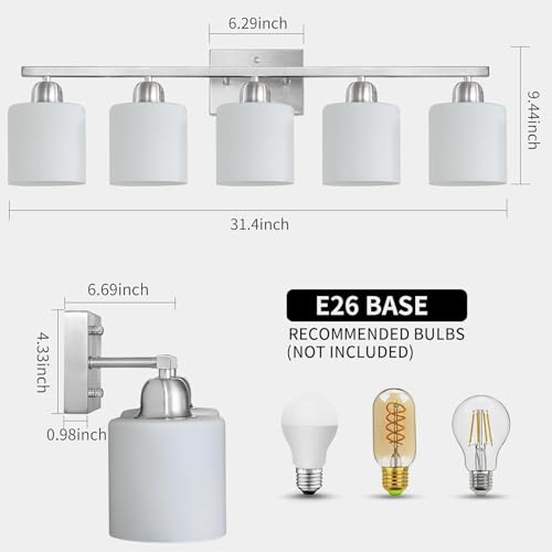 5 Light Bathroom Light Fixtures Brushed Nickel