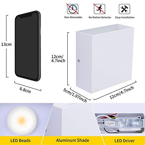 White Mini Metal 10W Warm White Hardwired Up Down LED Wall Sconce (2 Count)