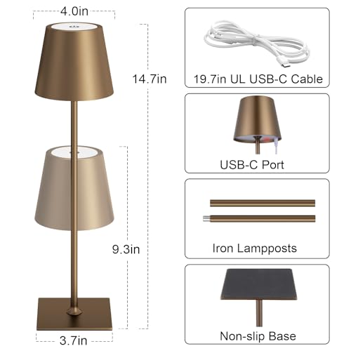 Brown Cordless Rechargeable Table Lamp 5000mAh Battery Operated Lamps (2 Count)