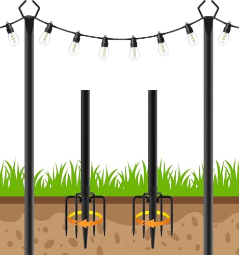 10Ft String Light Poles 2 Pack