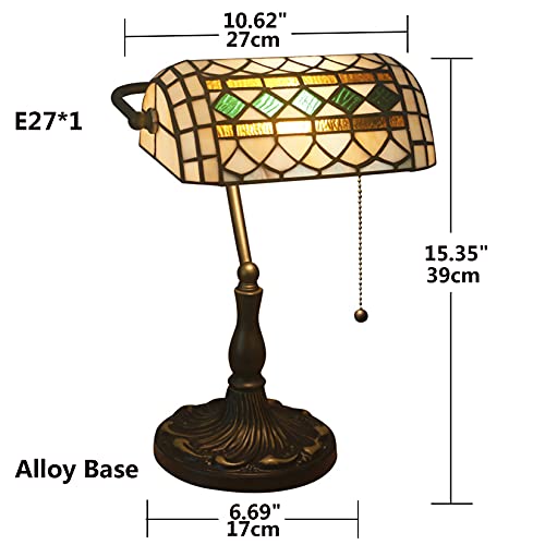 Tiffany Style Bankers Table Lamp Stained Glass Piano Desk Lamp Vintage Bedroom Bedside Lamp for Study