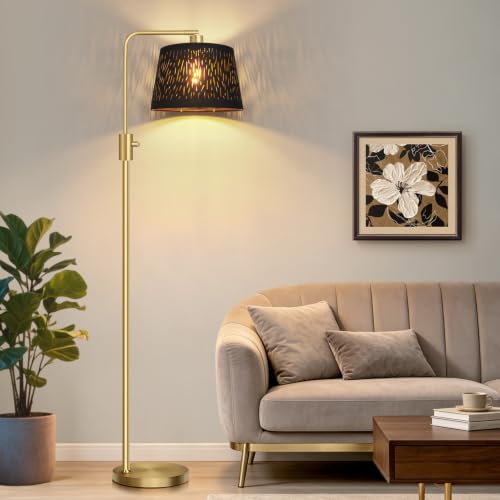 Upgraded】 Dimmable Gold Floor Lamp