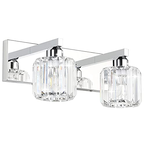 Bathroom Vanity Lighting Fixtures Crystal Vanity Lights for Bathroom 2 Lights Stainless Steel Wall Lighting Fixtures