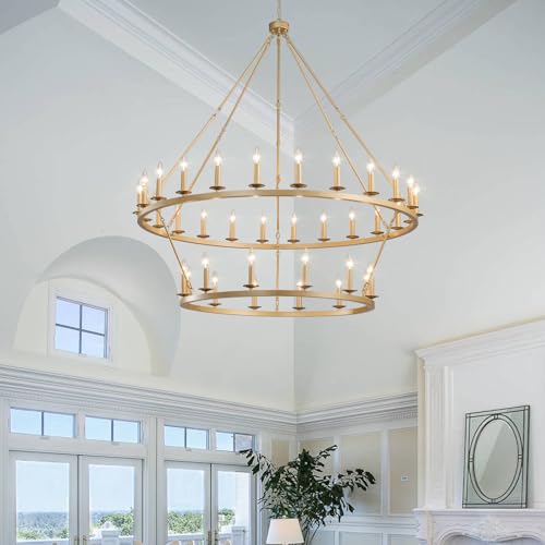 Gold Wagon Wheel Chandelier 2 Tier 53