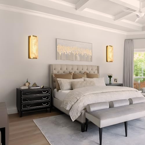 14.2 in Brass Alabaster Wall Sconces