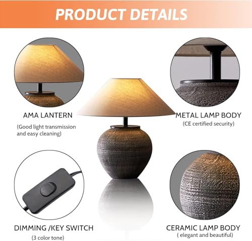 Farmhouse Ceramic Table Lamp for Living Room