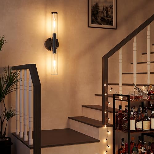 Black Wireless Battery Operated Wall Sconces with Remote Control