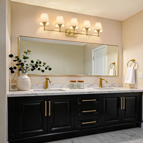 Gold Bathroom Vanity Light Fixtures (Brushed Gold / 5 LIGHT)