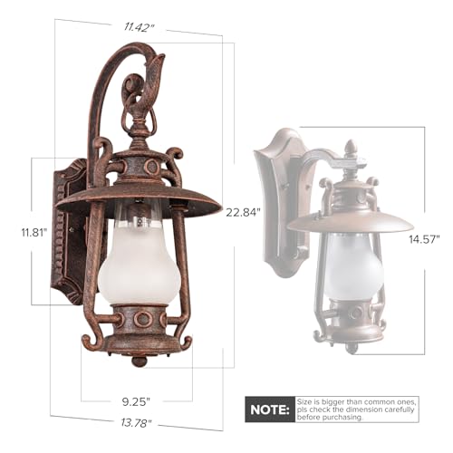 Large Rustic Lantern Wall Sconce Outdoor