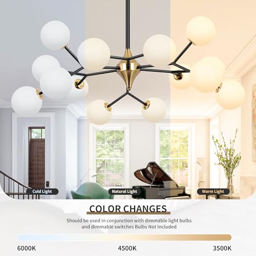39" Black and Gold Sputnik Chandelier 15 (15 Count)