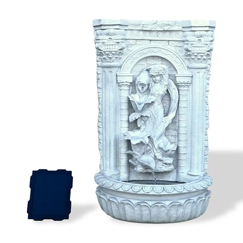 30.3" Solar Powered Outdoor Wall Fountain with Flower Maiden Statue