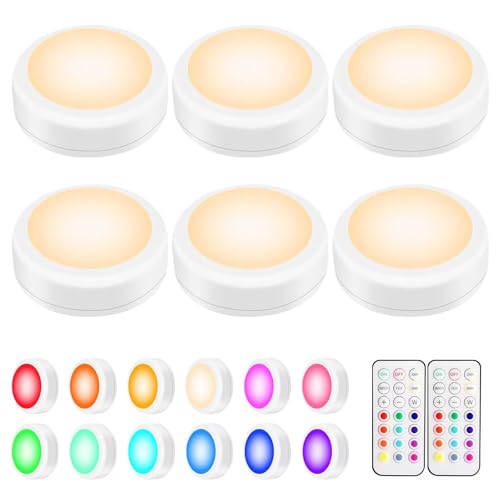 LED Puck Lights with Remote Control (6 Count)