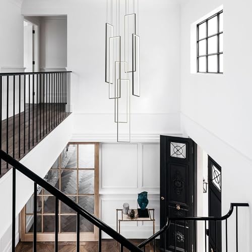 Modern Rectangle LED Chandelier for High Ceilings