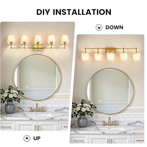 Gold Bathroom Vanity Light Fixtures (Brushed Gold / 5 LIGHT)