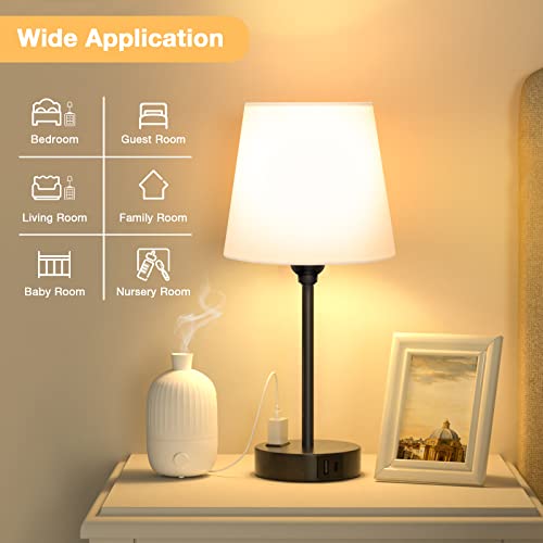 White Bedside Lamps Set 2 for Bedroom (2 Count)