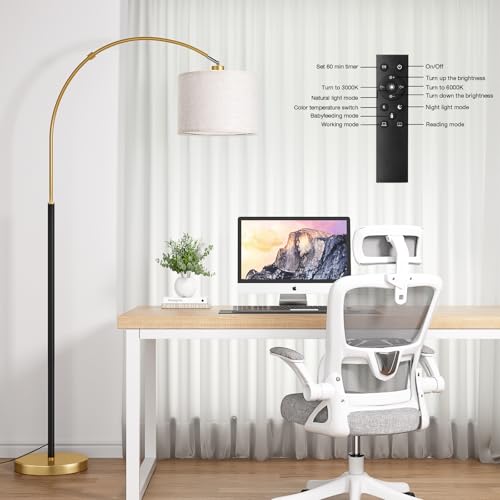 Dimmable Arc Floor Lamp with Remote