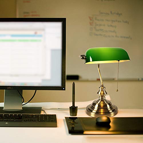 Green Glass Bankers Desk Lamp