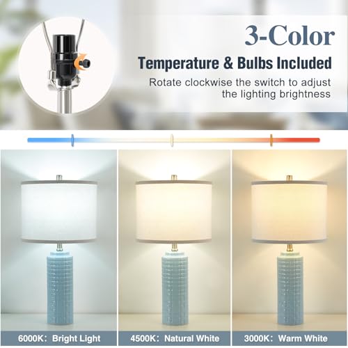 24.8" Ceramic Bedside Lamps Set of 2 (2 Count)
