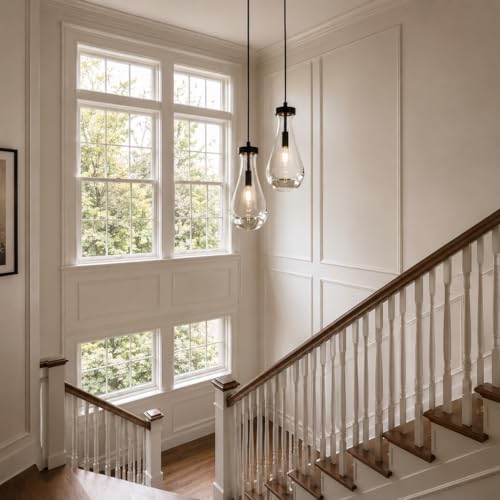 Modern Teardrop Crystal Pendant Light (Black / 2-Light)