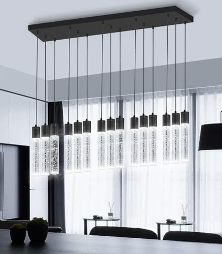 15 Lights Modern LED Pendant Lighting Fixture for Kitchen Island Crystal Chandelier Light Fixtures for Dining Room