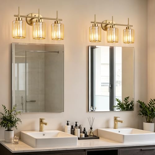 Modern Crystal Bathroom Light Fixtures Over Mirror