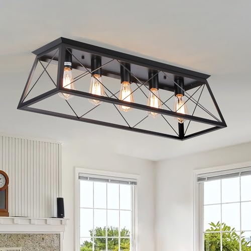 31.5" Black Flush Mount Ceiling Light Fixture