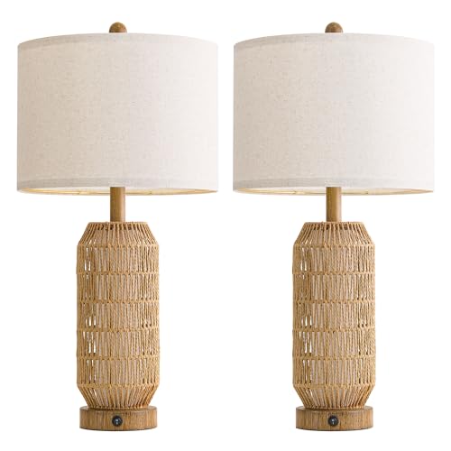 25" Table Lamps Set of 2 with Night Light (2 Count)