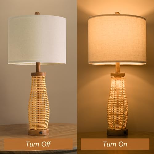 28" Table Lamps Set of 2 with Dual Night Lights (2 Count)