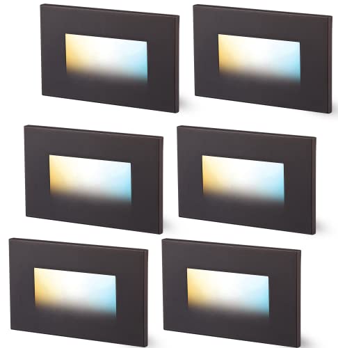 Dimmable Upgraded 3 Color 120V LED Indoor Outdoor Step Lights (6 Count)