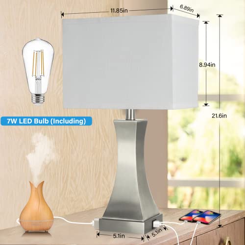 21.6" 3 Way Dimmable Touch Bedside Lamp USB