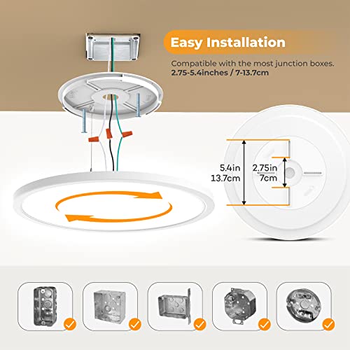 LED Flush Mount Ceiling Light Fixture with Remote Control