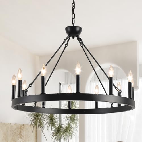 Wagon Wheel Chandelier 32" 12