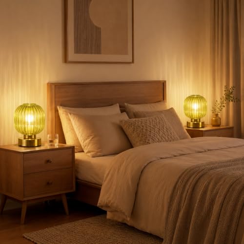 Green Touch Glass Table Lamp Set of 2 (2 Count)