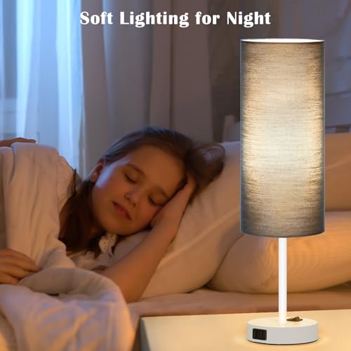 18" Bedside Lamp for Bedroom Set of 2 Dimmable Table Lamp