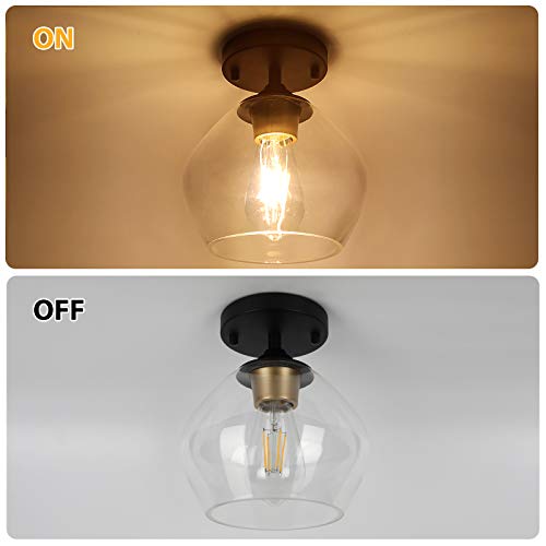 Modern Semi Flush Mount Ceiling Light with Clear Glass Shade