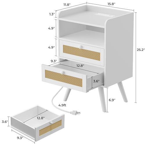 Night Stand with Charger Station (2 Count)