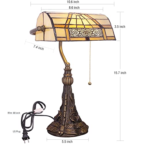 Tiffany Banker Lamp Small Stained Glass Table Lamp Yellow Mission