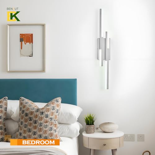 Modern LED Wall Sconce Silver Remote Wall Light Fixtures for Bathroom