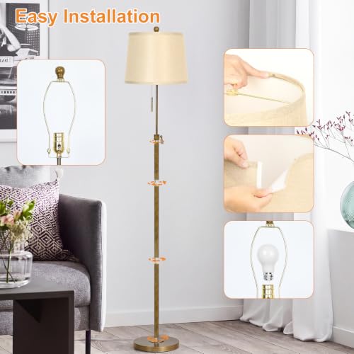 Antique Bronze Floor Lamp Adjustable Height 55 to 65" Tall 3 Brightness Way