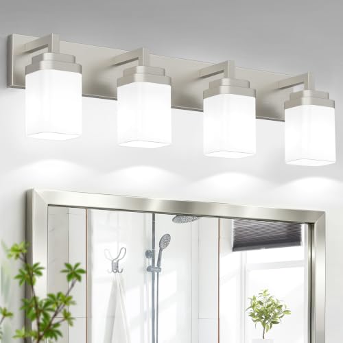 Brushed Nickel Bathroom Light Fixtures (Nickel / 4-Light)