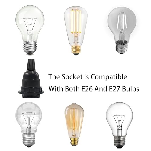 8Pcs E26 E27 Bakelite Black Medium Base Light Socket (8 Count)