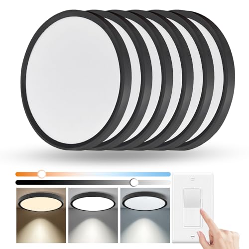 6 Pack 12 Inch Hardwired Dimmable LED Flush Mount Ceiling Light Fixtures (6 Count)