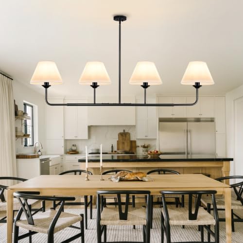 65"Modern Linear Chandelier with Fabric Shade