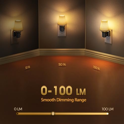 LED Night Lights Plug into Wall Linen Fabric Round Platform